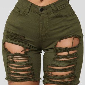 Jean Bermuda Shorts - Olive